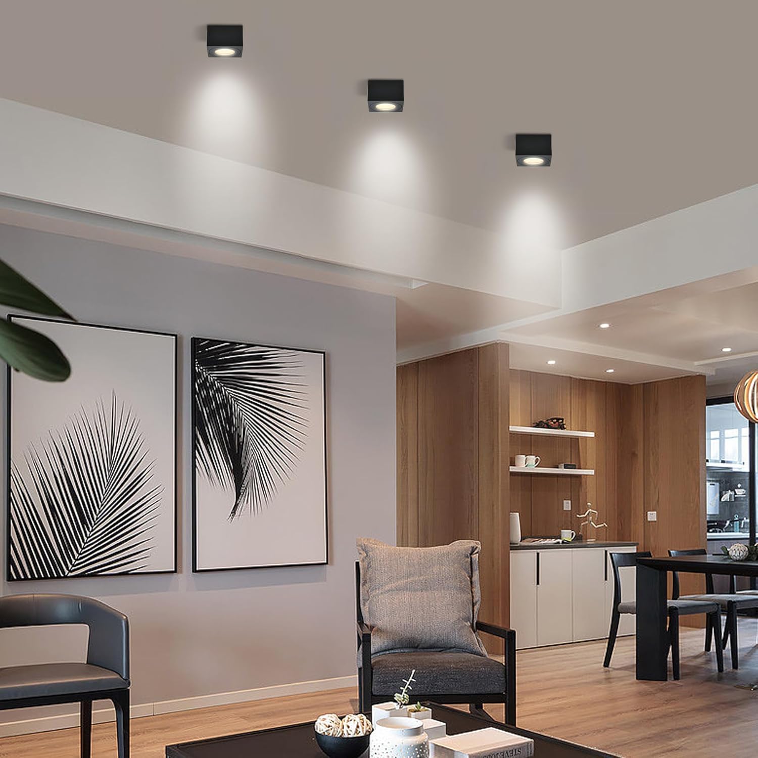 Reflektory sufitowe LED KYOTECH IP44 do łazienki Ø80x80x50 mm czarne 4 szt