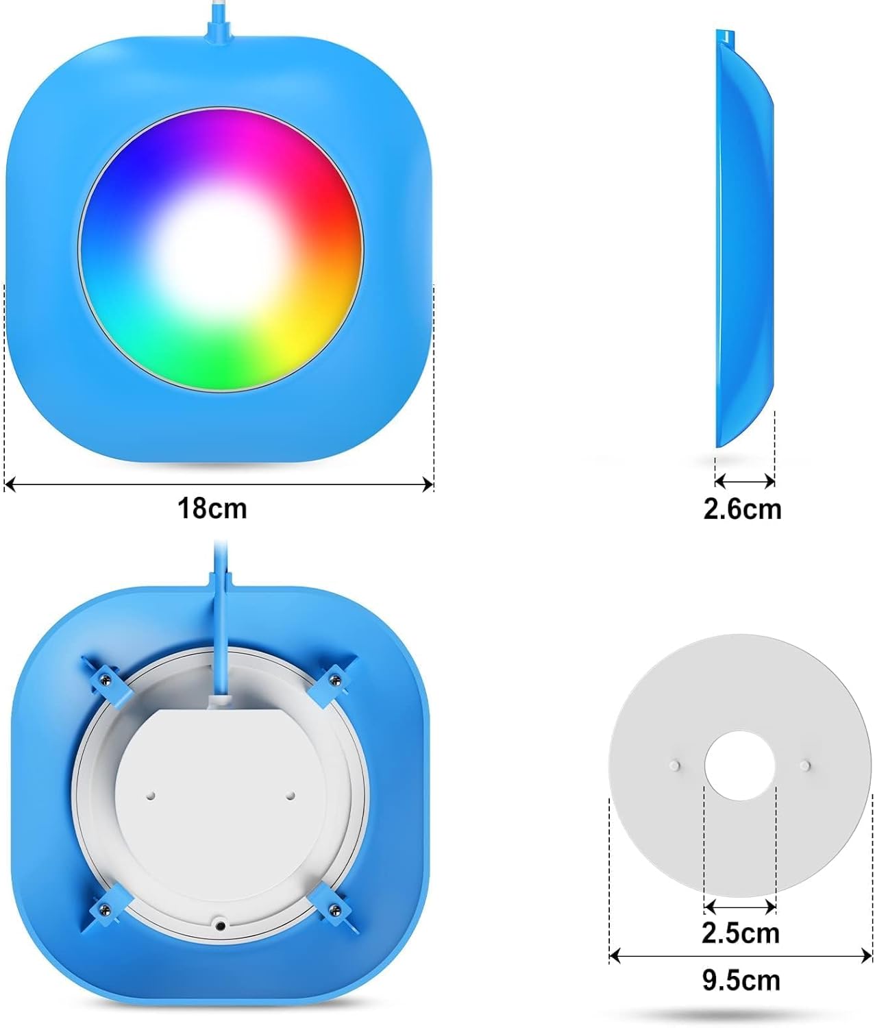 Lampa LED bezprzewodowa do basenu LyLmLe 40 W 12V IP68 z kablem 8 m, 2 szt.