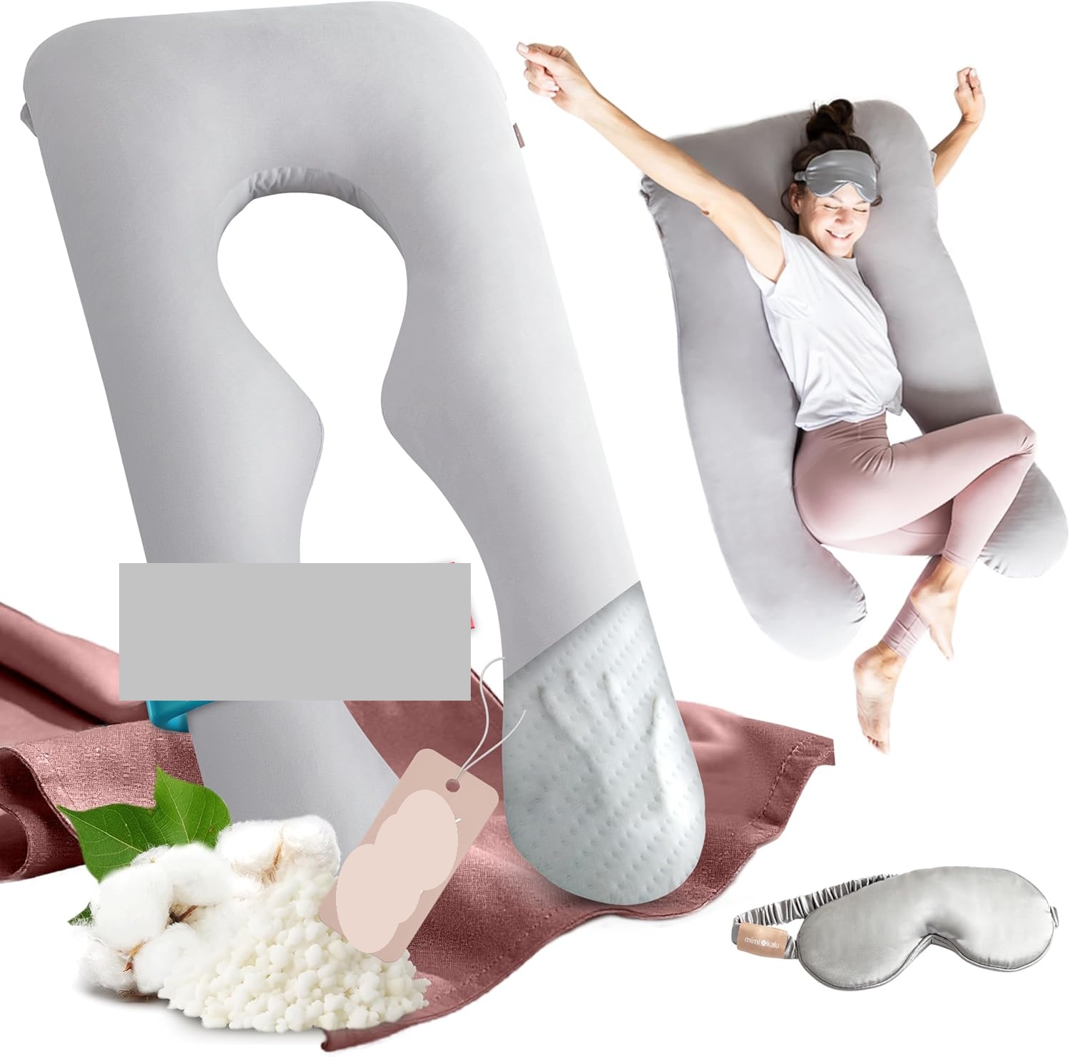 Poduszka ciążowa i do karmienia mimi kalu memory foam z maską do spania