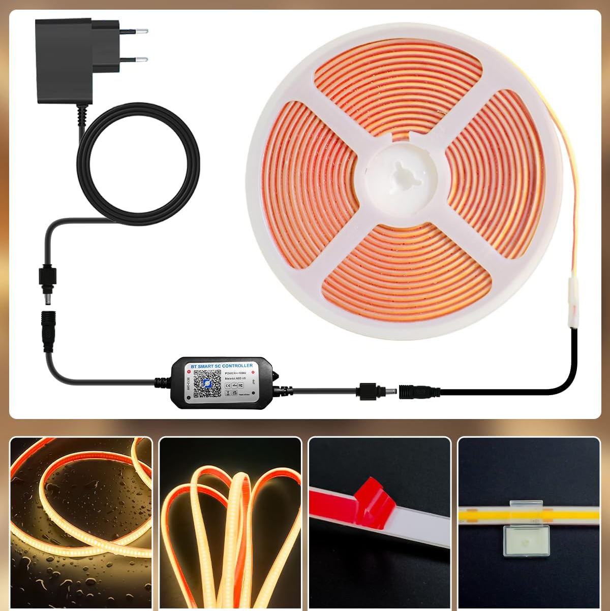 UŻYWANE Taśma LED COB 30 m (2х15m) IP68 24 V ciepła biała zasilanie pilot