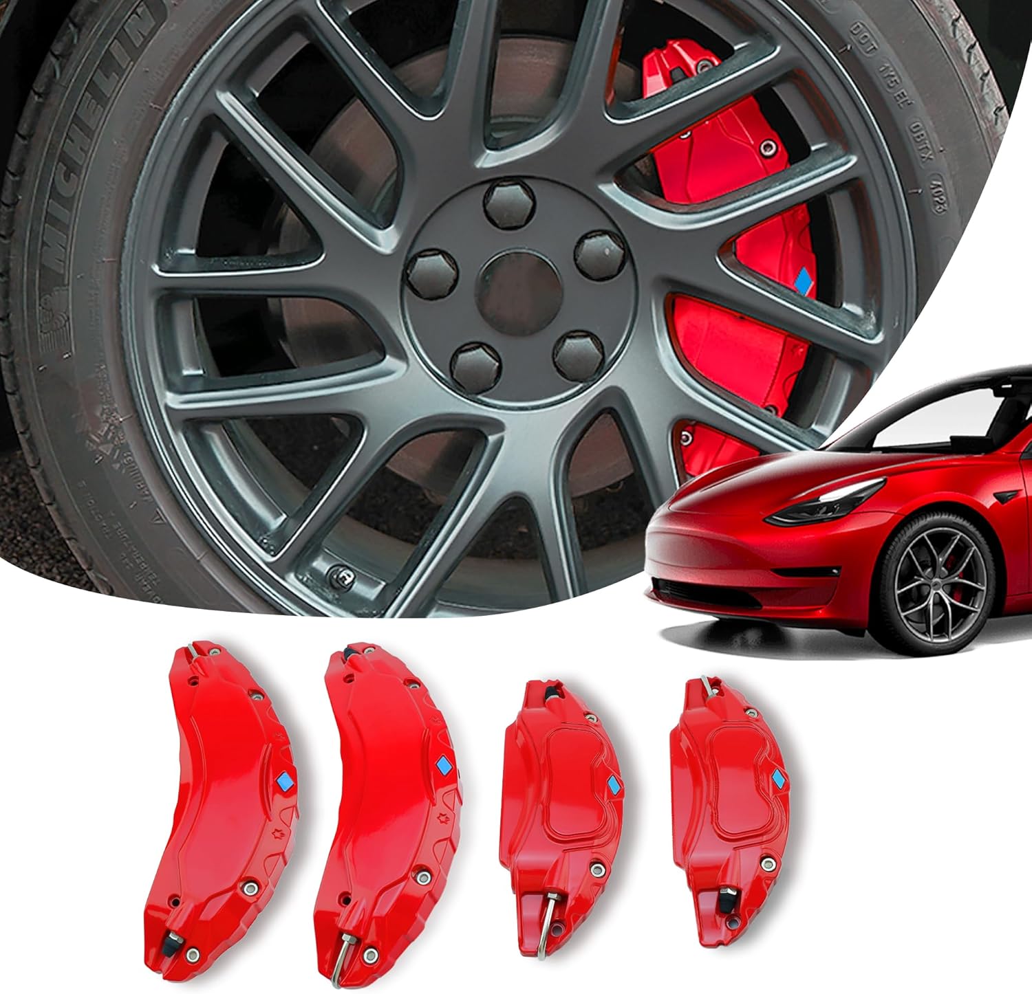 Nakładki na zaciski hamulcowe Tesla Model 3 Highland 2024 18/19" 4 szt.