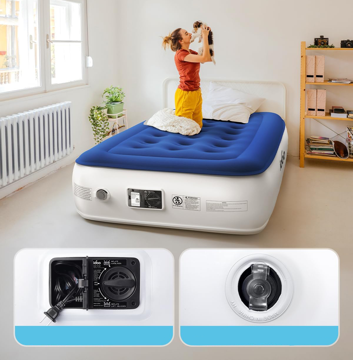 Materac pojedynczy iDOO Model I-C-017, 190x99x33 cm, kolor niebieski