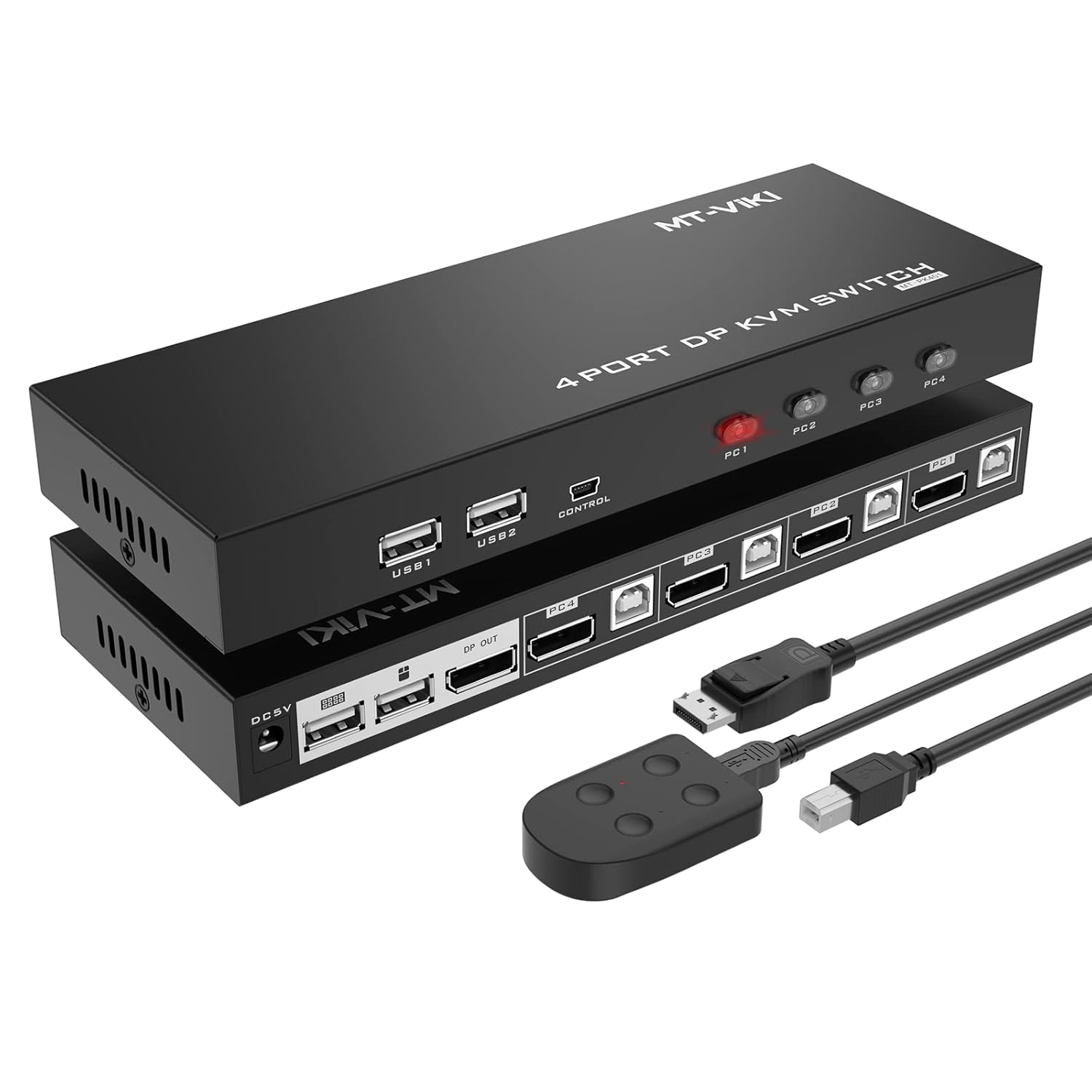 Przełącznik KVM 4 porty DisplayPort 4K60Hz 4x USB Hotkey Auto Switch