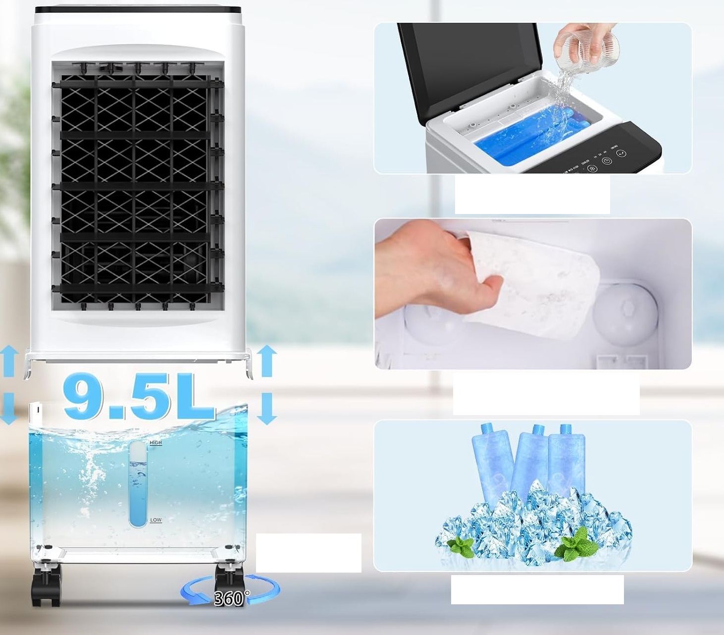 Klimatyzator przenośny 4w1 9,5L Eysddifr BW-102YF chłodzenie i nawilżanie