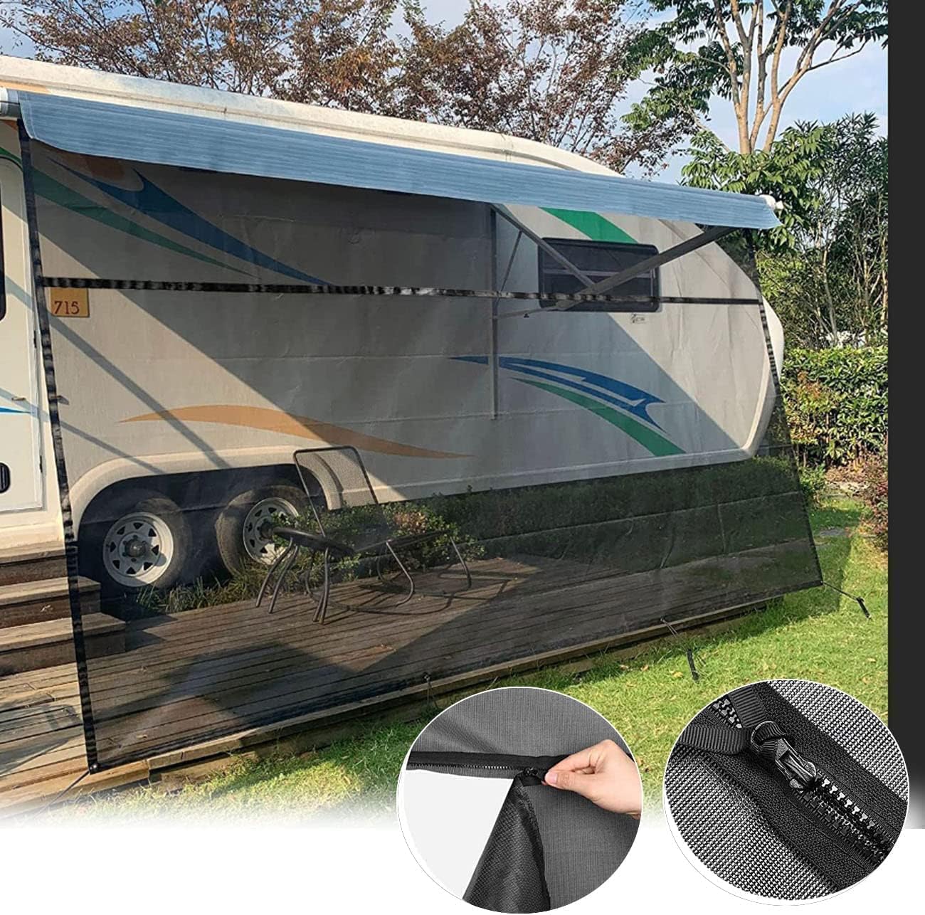 Osłona przeciwsłoneczna dla kampera Poweka 2,44m x 4,57m, z blokadą UV