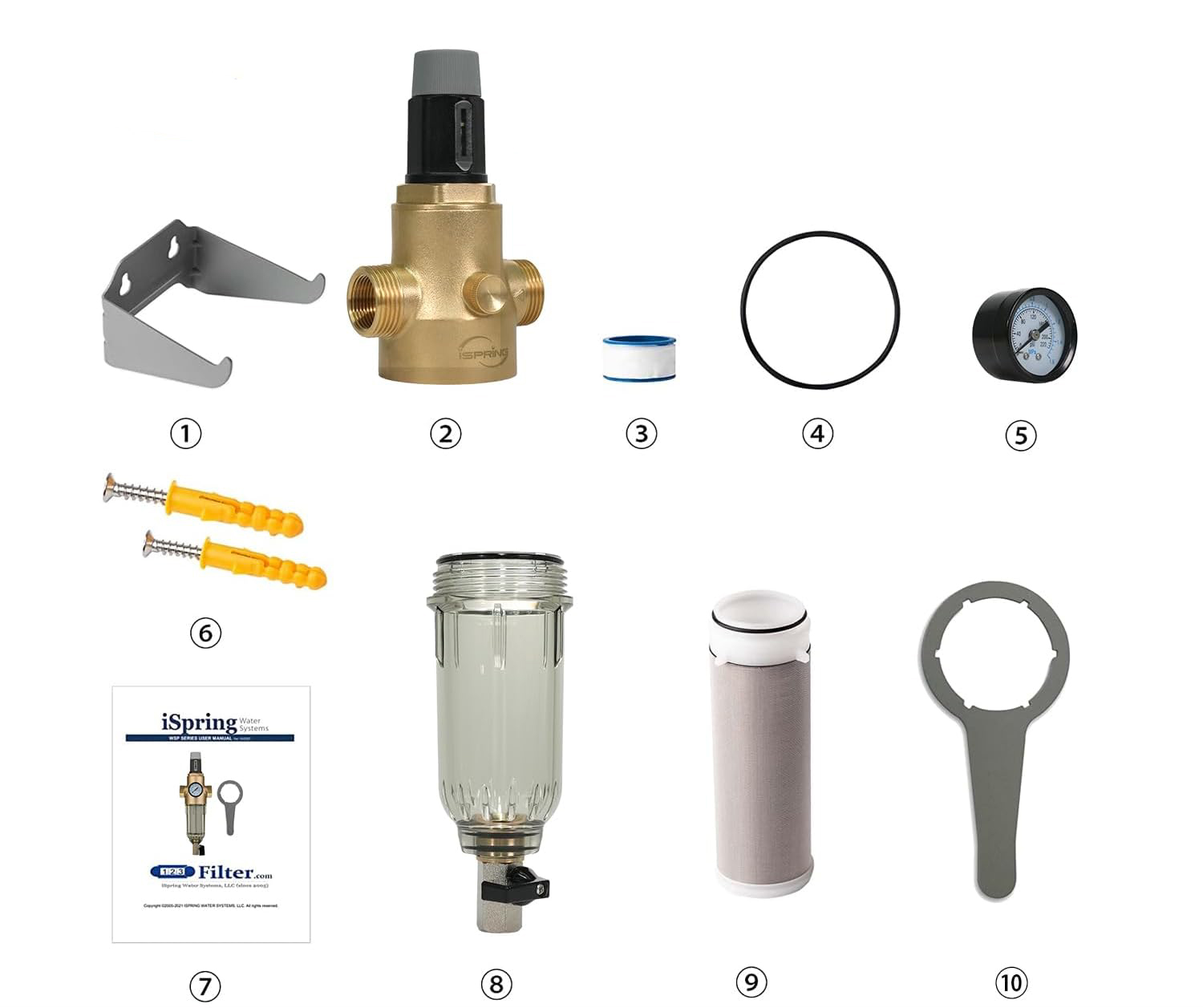 Filtr płukania wstecznego iSpring z reduktorem ciśnienia, 50 mikronów