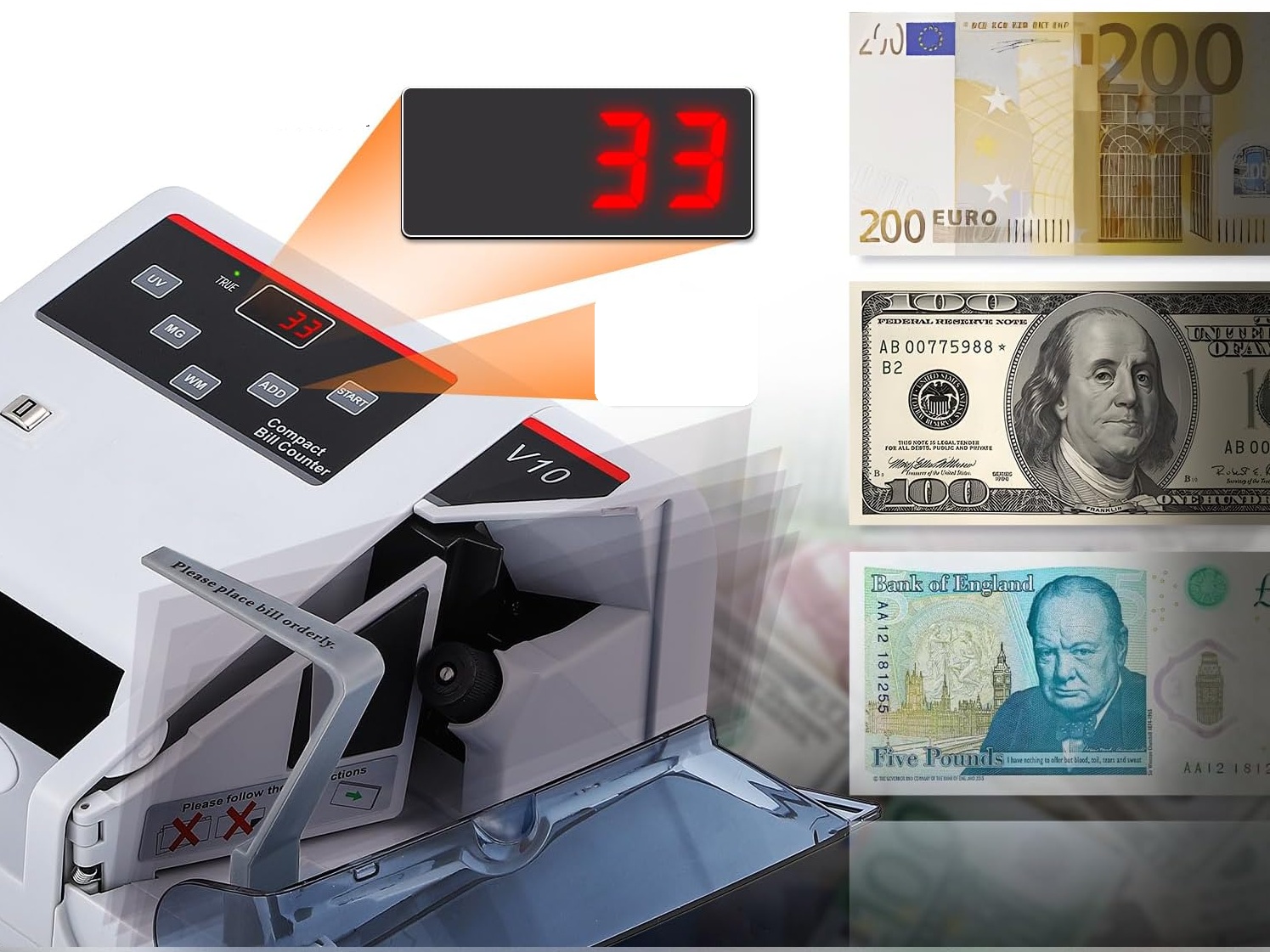 UŻYWANE Liczarka banknotów z UV/MG/WM Bonvoisin V10  wersja EU