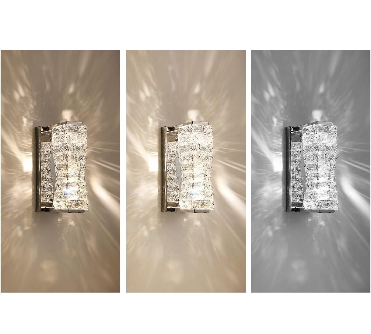 Lampa ścienna LED Sxtiger nowoczesna kryształowa regulowana srebrna