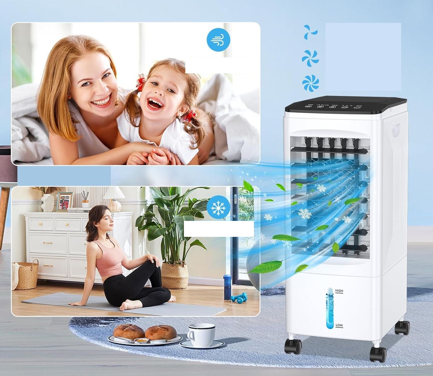 Klimatyzator przenośny z funkcją chłodzenia wodą 60W 6L POWYSTAWOWY