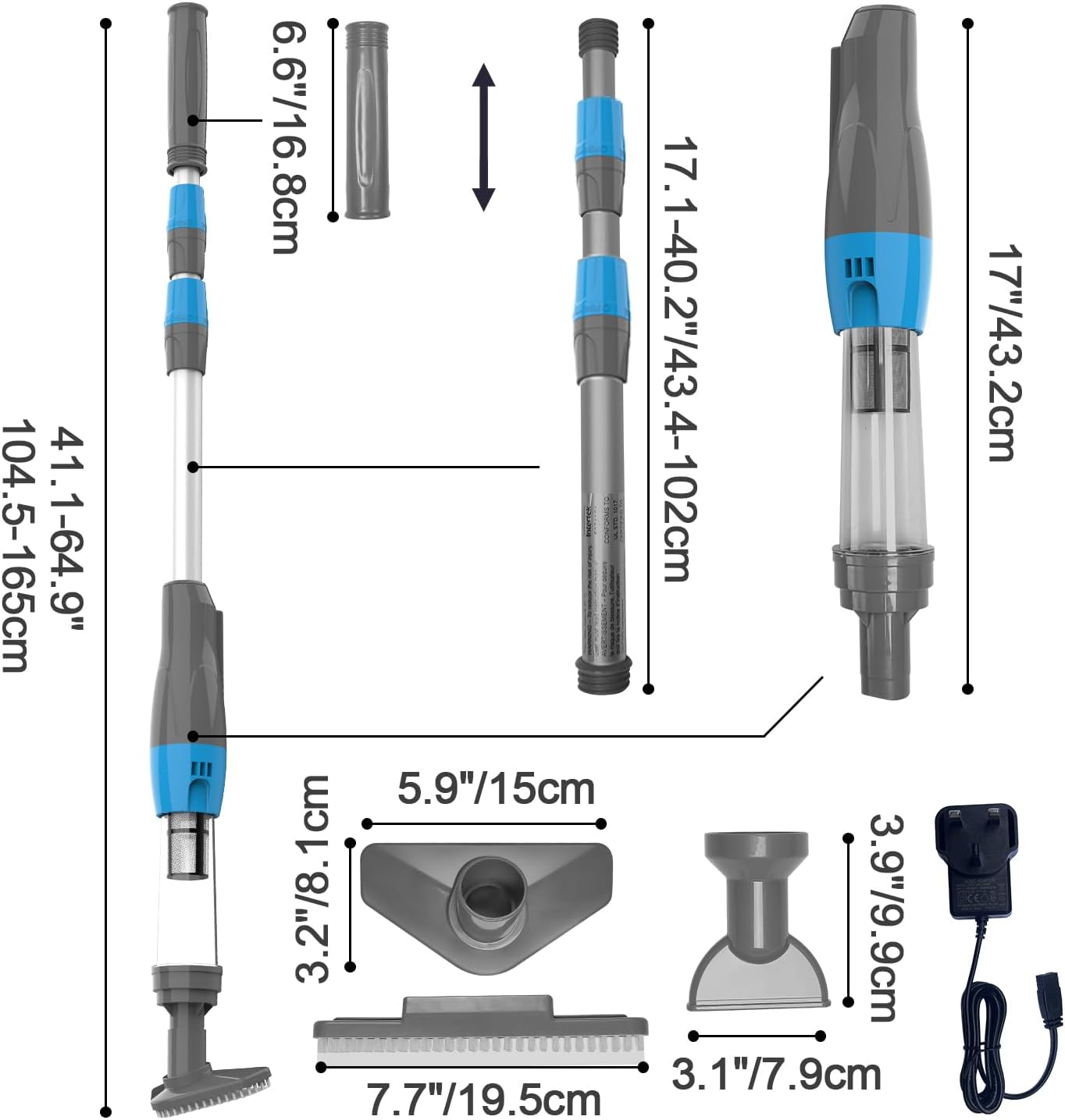 UŻYWANE Odkurzacz do basenu PoolyPoly 3w1 elektryczny rączka niebieski