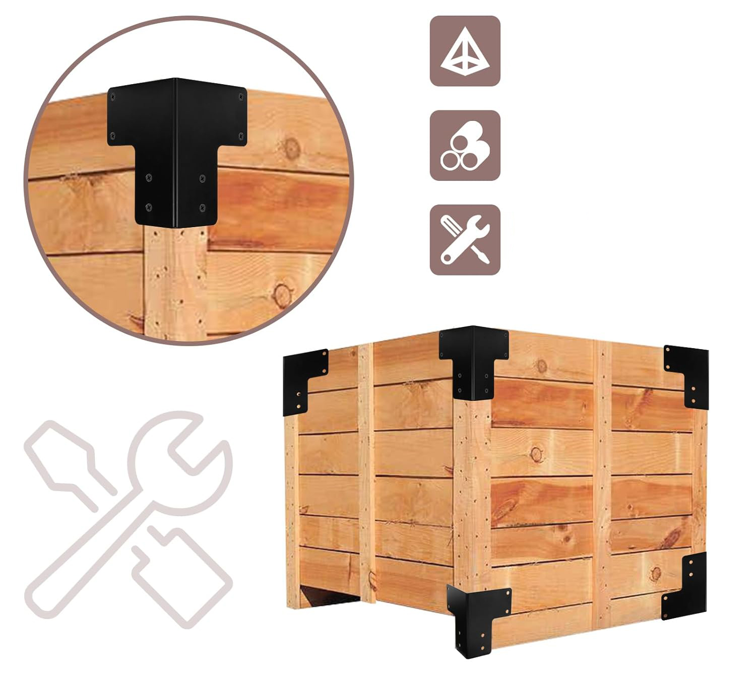 UŻYWANE Kątowniki stalowe Cskunxia 8 szt. wsporniki narożne do blatu tarasu