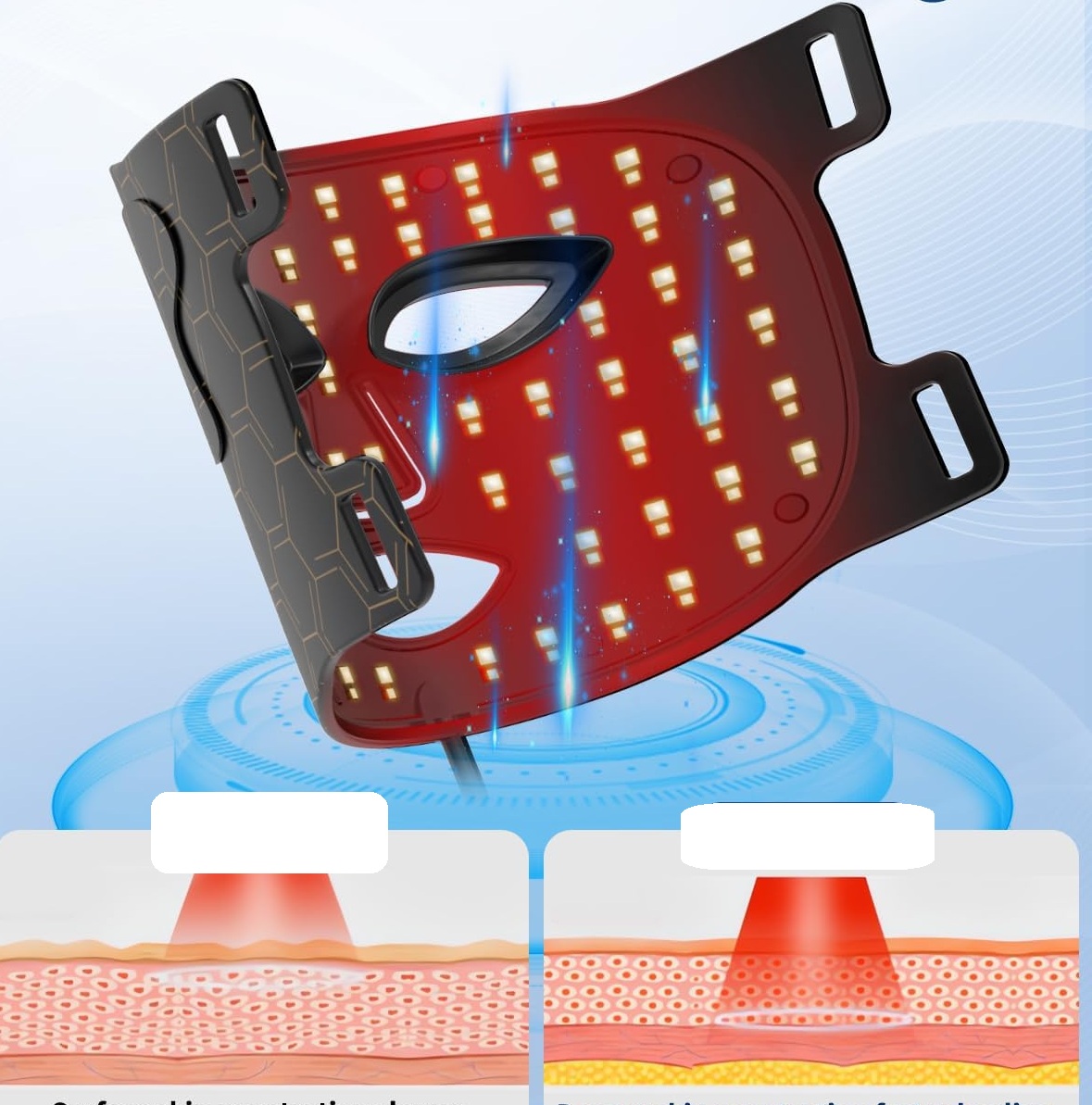 Maska do twarzy LED do terapii światłem KIMTAR na trądzik i zmarszczki