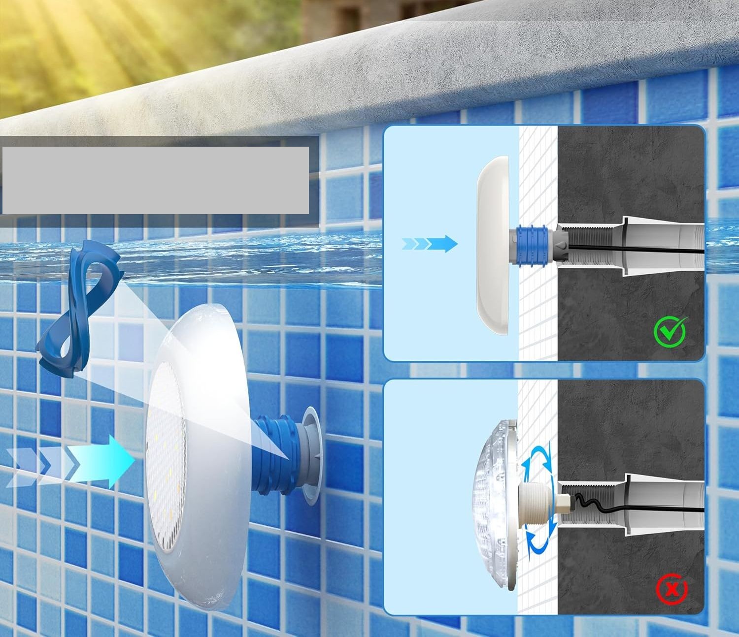 Reflektor LED basenowy LyLmLe 12W IP68 12V Ø190 mm 2 kolory (3000K/6000K)