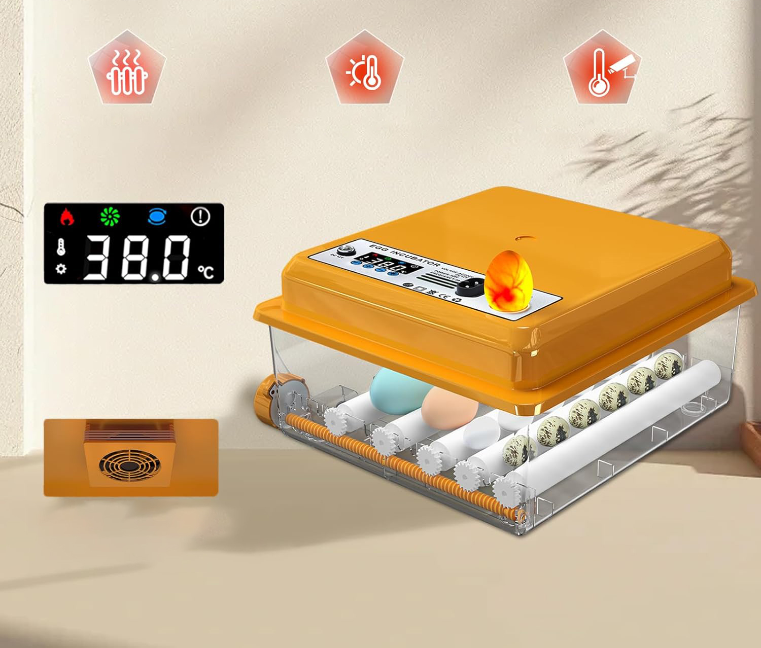 Inkubator automatycznydo jaj Chalixion FT16 regulacja temp. obrót LED woda