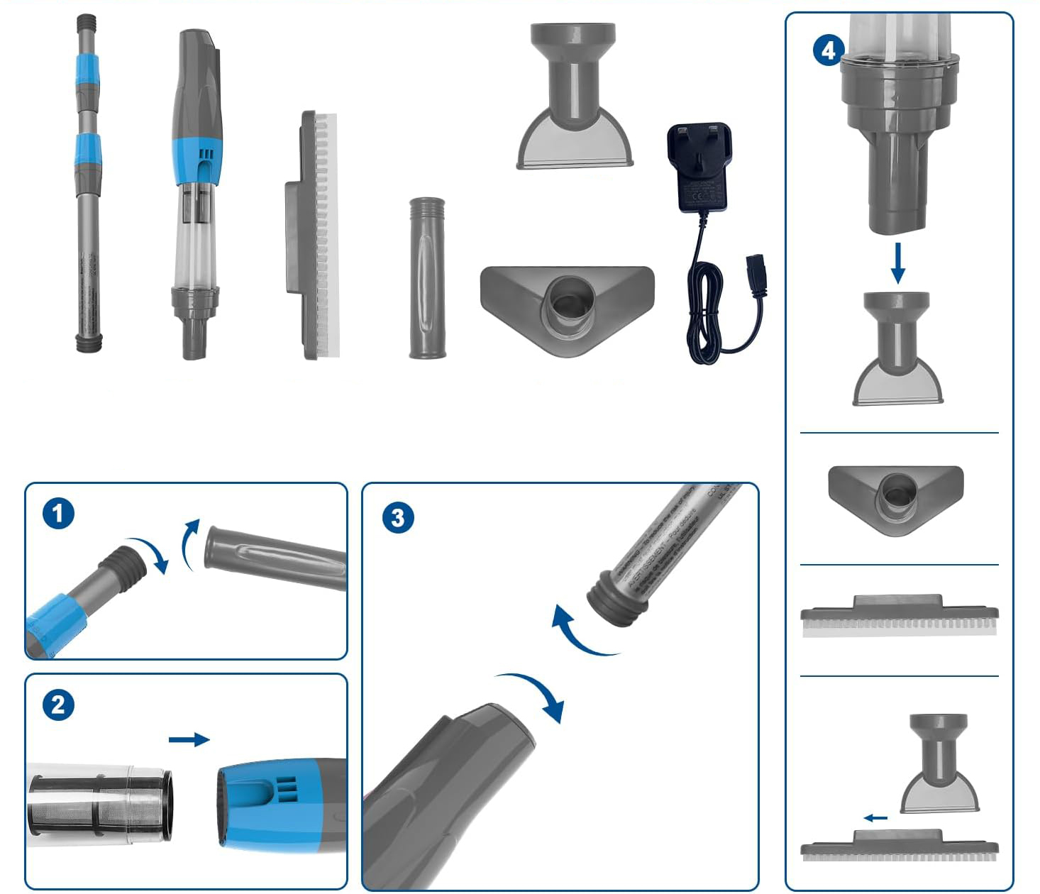 UŻYWANE Odkurzacz do basenu PoolyPoly 3w1 elektryczny rączka niebieski