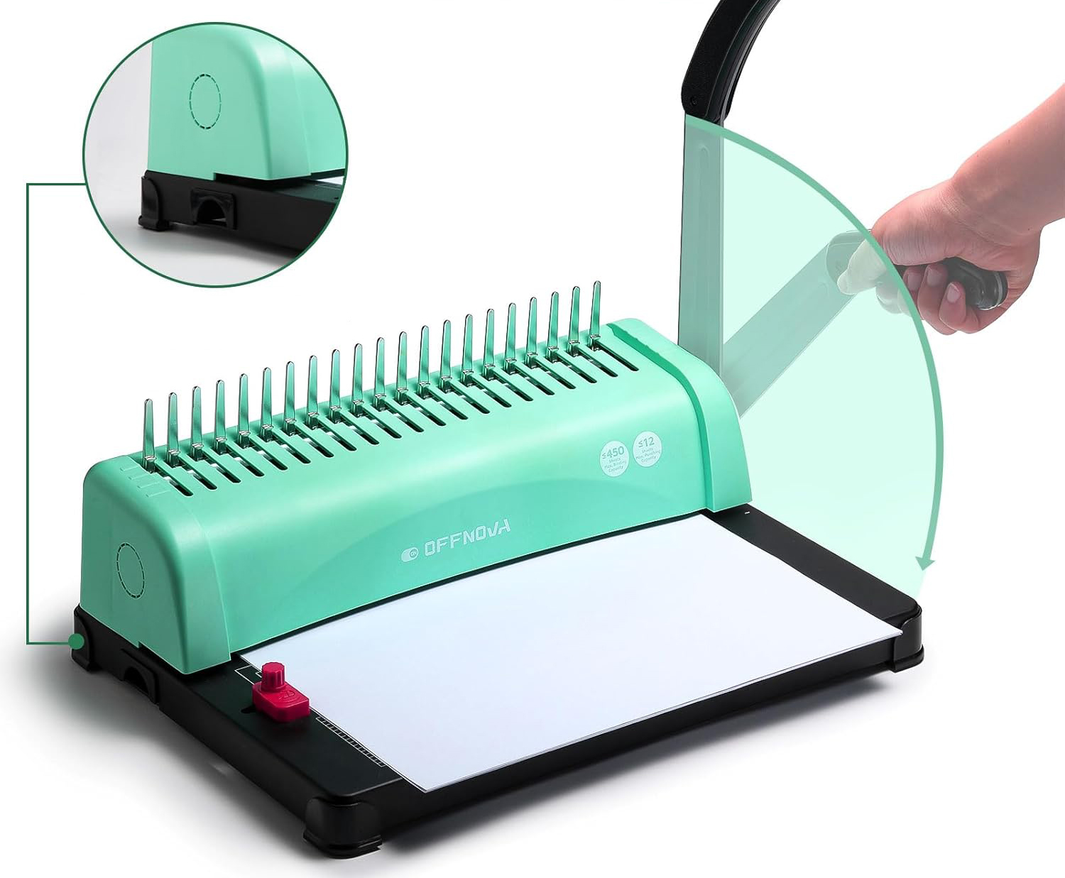 Bindownica do papieru OFFNOVA CS12 21 dziur 450 kartek A4 A5 regulacja