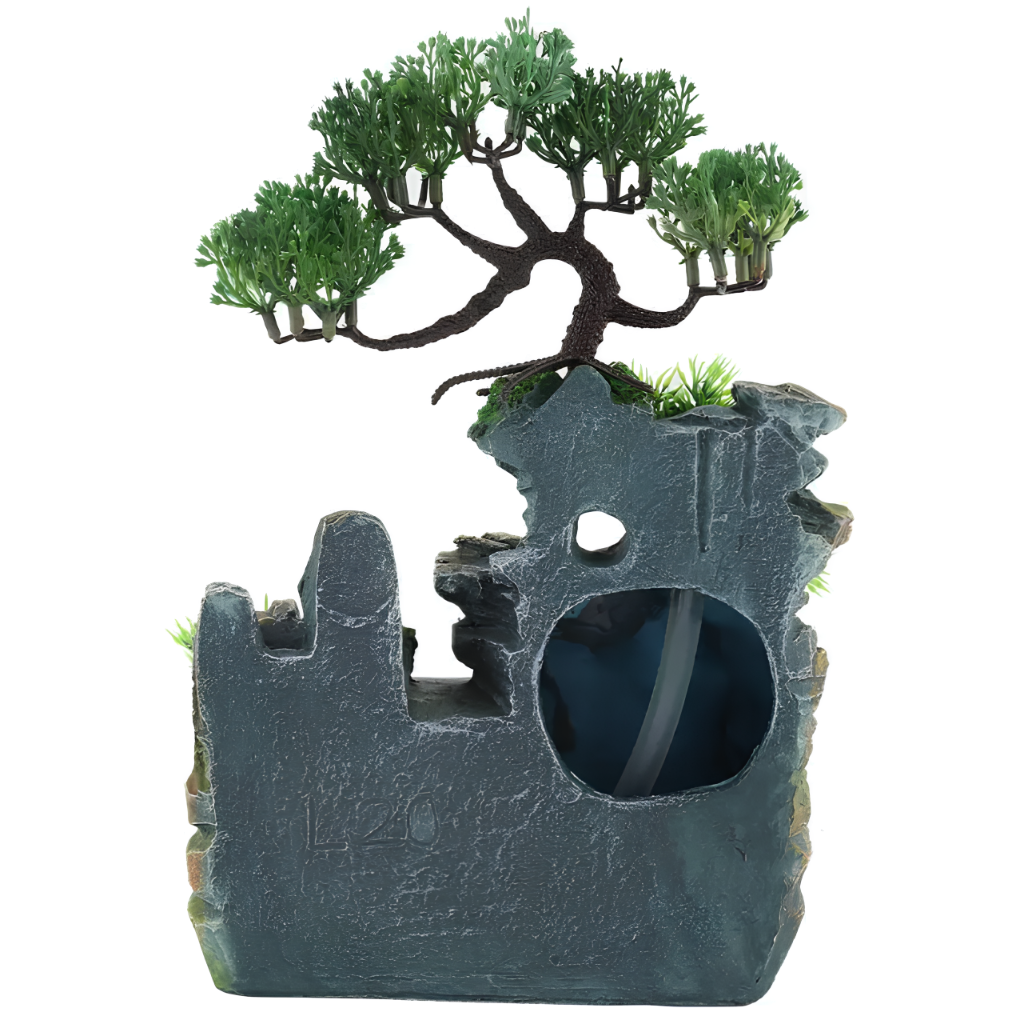 Stołowy wodospad Bonsai Feng Shui RESTEQ z oświetleniem i mgłą