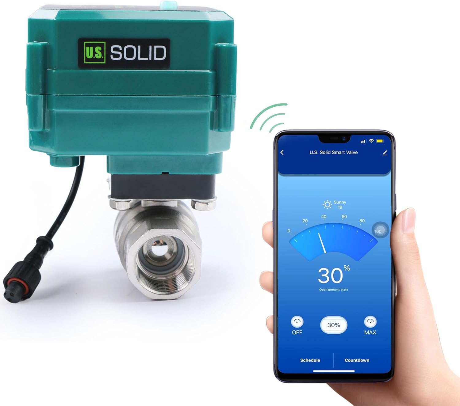 Zawór kulowy elektryczny U.S. Solid 1” WiFi smart ze stali nierdzewnej