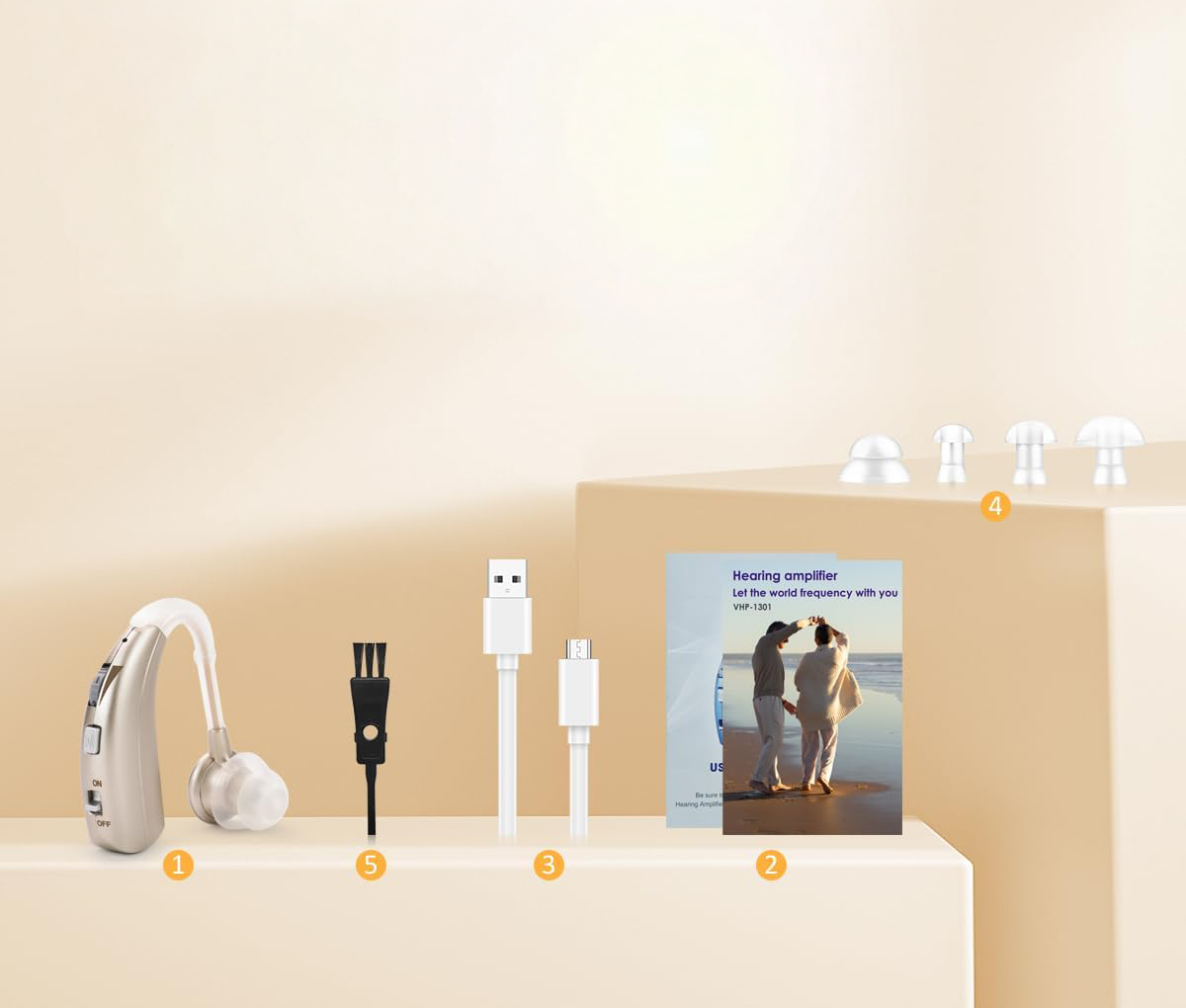 Aparat słuchowy Britzgo VHP-1301 z regulacją głośności ładowanie USB-C