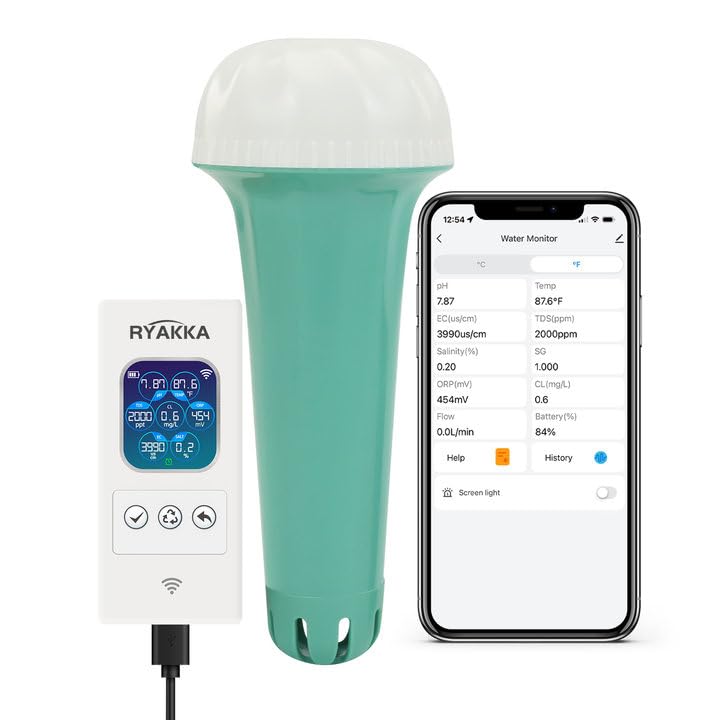 UŻYWANE Miernik jakości wody RA-YCM tester 7w1: Cl pH sól temp ORP EC TDS