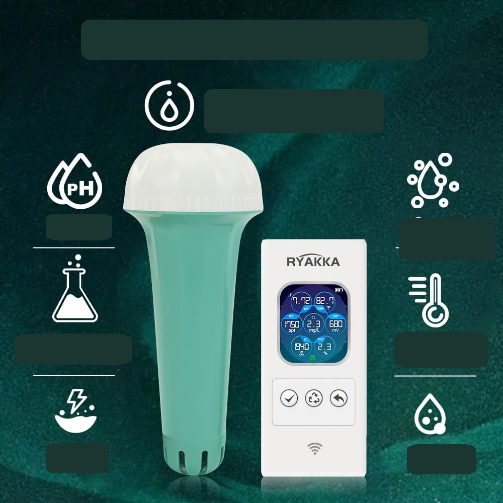 Tester wody do basenu i spa RYAKKA Pro 7w1 pH Cl TDS ORP EC temperatura