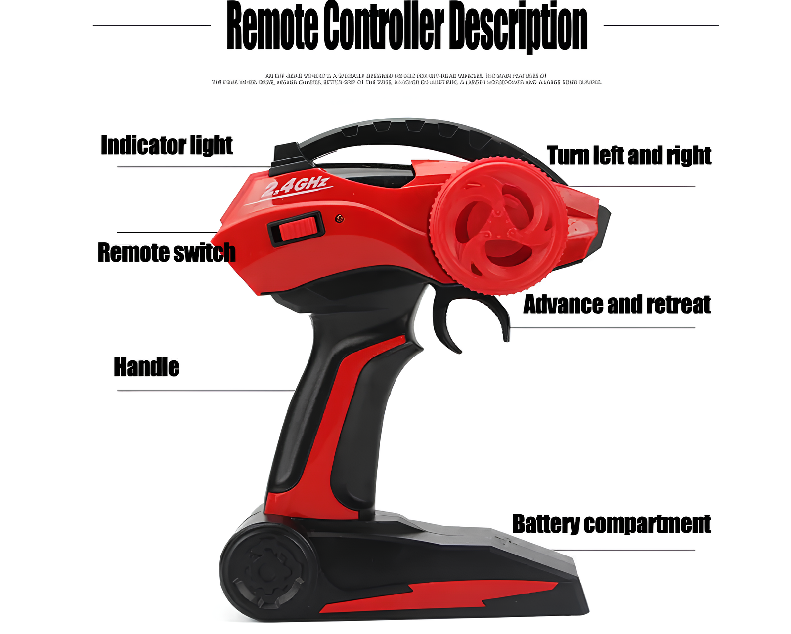 Samochód sterowany radiowo z napędem na wszystkie koła i światłami LED