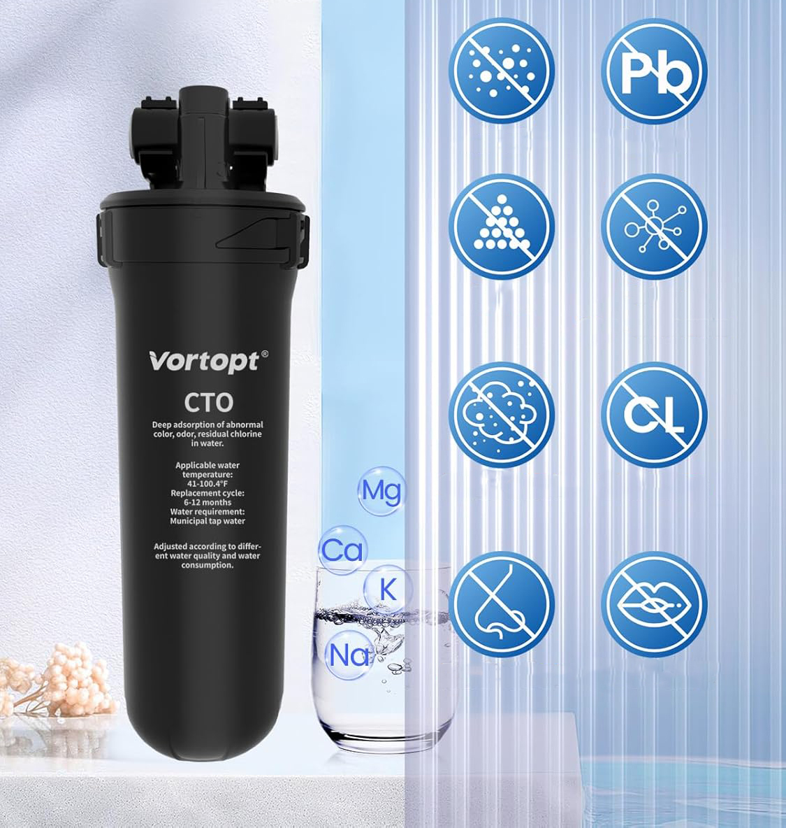 System filtracji wody Vortopt Q8-C1, 19 000 galonów, 2 filtry