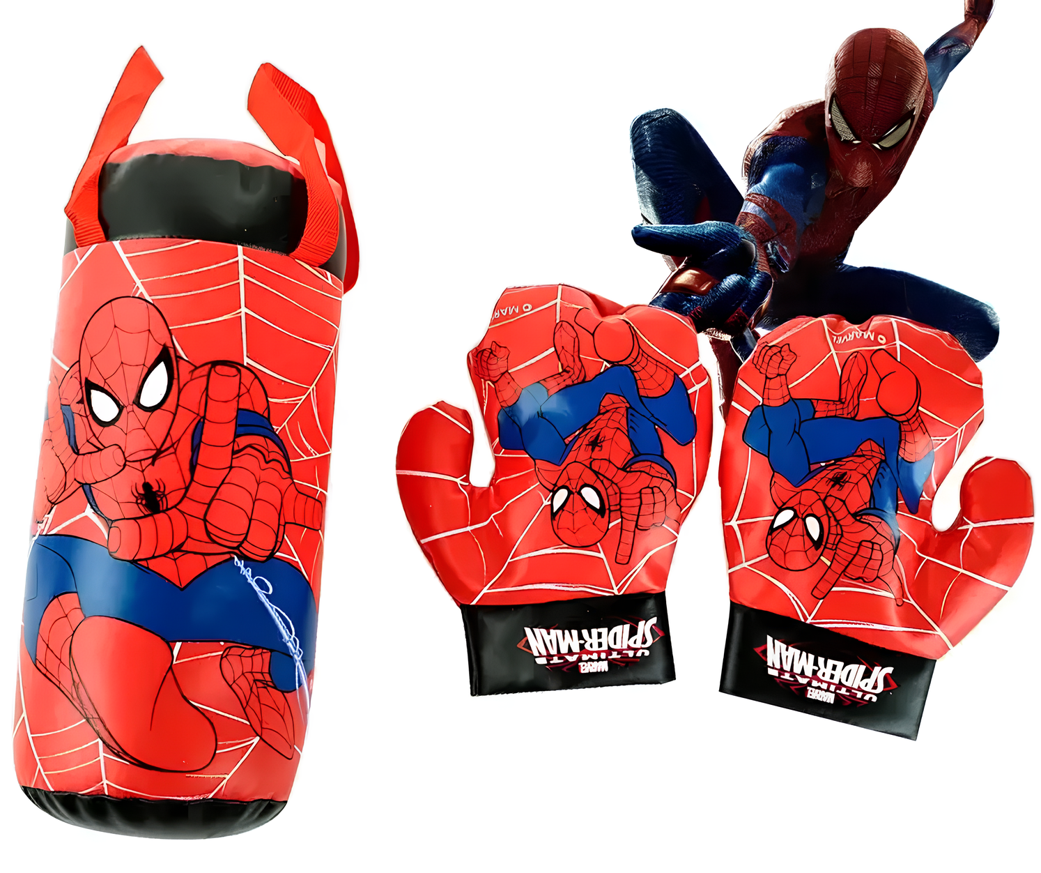 Rękawice bokserskie i worek treningowy Spiderman dla dzieci