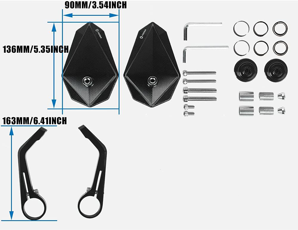 Lusterko motocyklowe FENRIR E24 CNC czarne na kierownicę POWYSTAWOWY