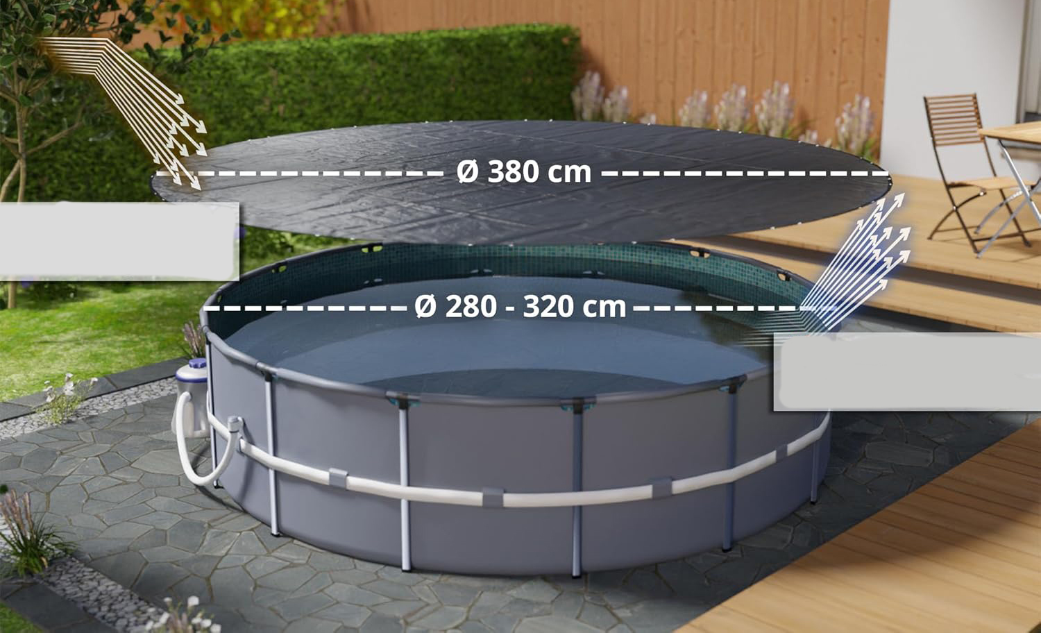 Pokrywa basenowa Planenfux 2-w-1 średnica 305 cm (do basenów 280-320 cm)
