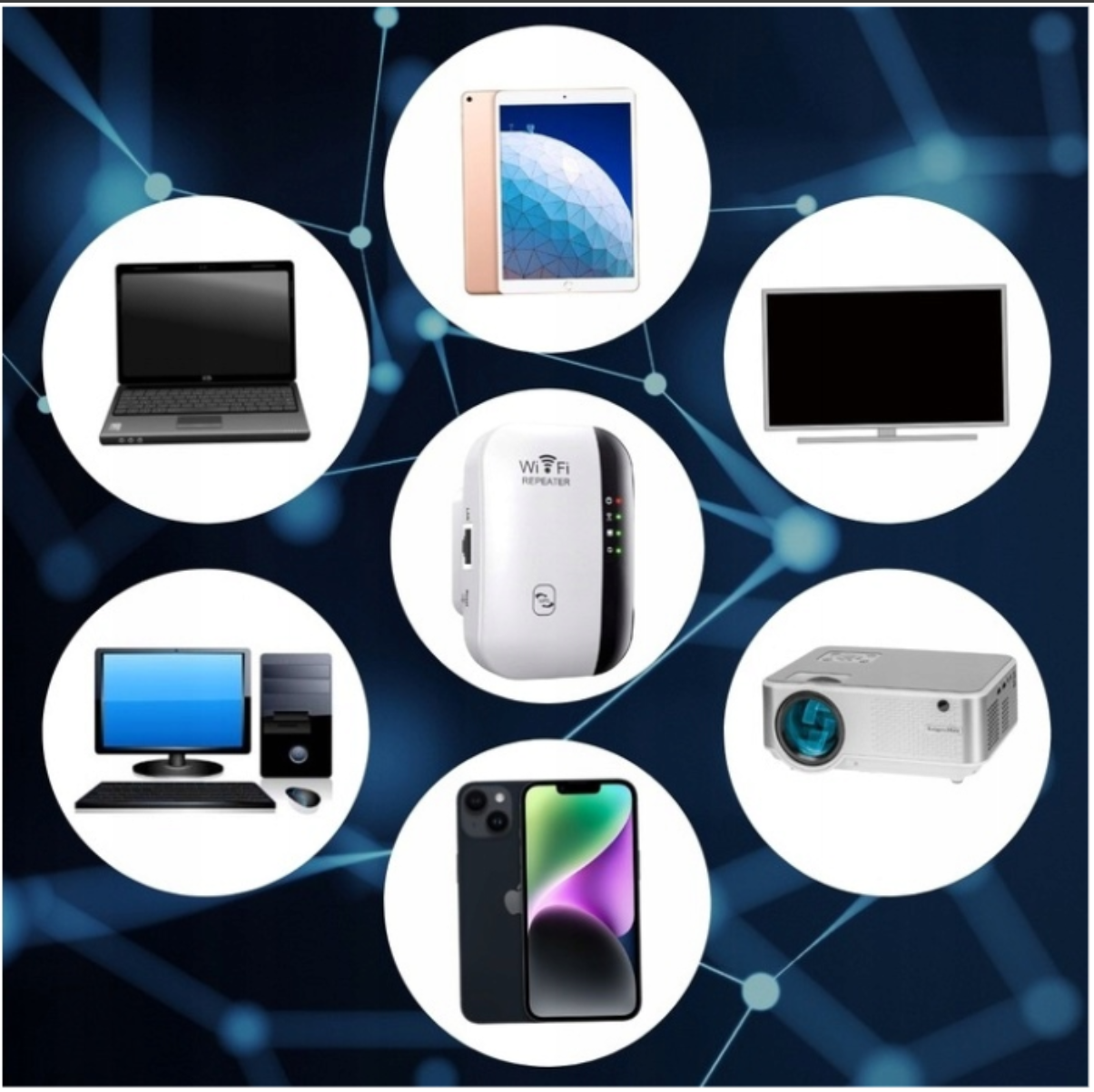 Repeater Wi-Fi wzmacniacz sygnału do 2500 sq.ft dla 45+ urządzeń