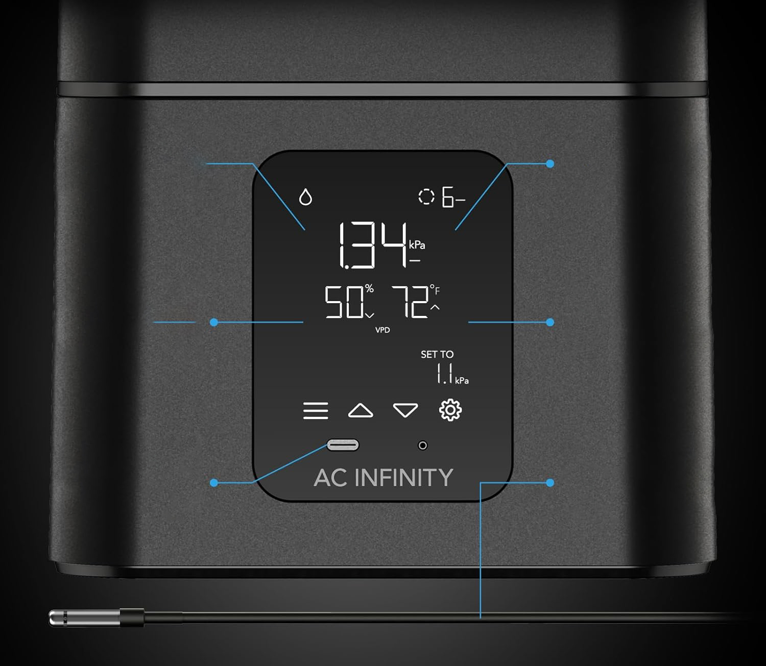 UŻYWANE Nawilżacz powietrza do roślin 15L z regulacją AC Infinity T7 ACCFT7