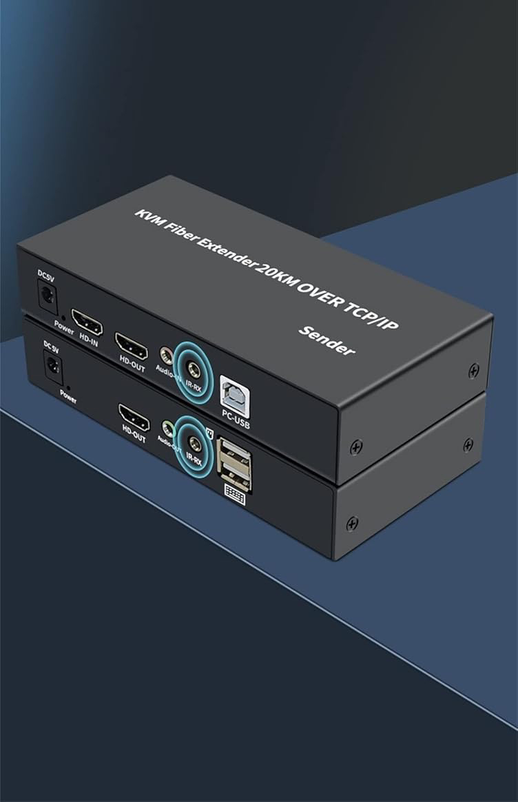 KVM extender światłowodowy HDMI+USB 20 km audio/IR Full HD 1080p