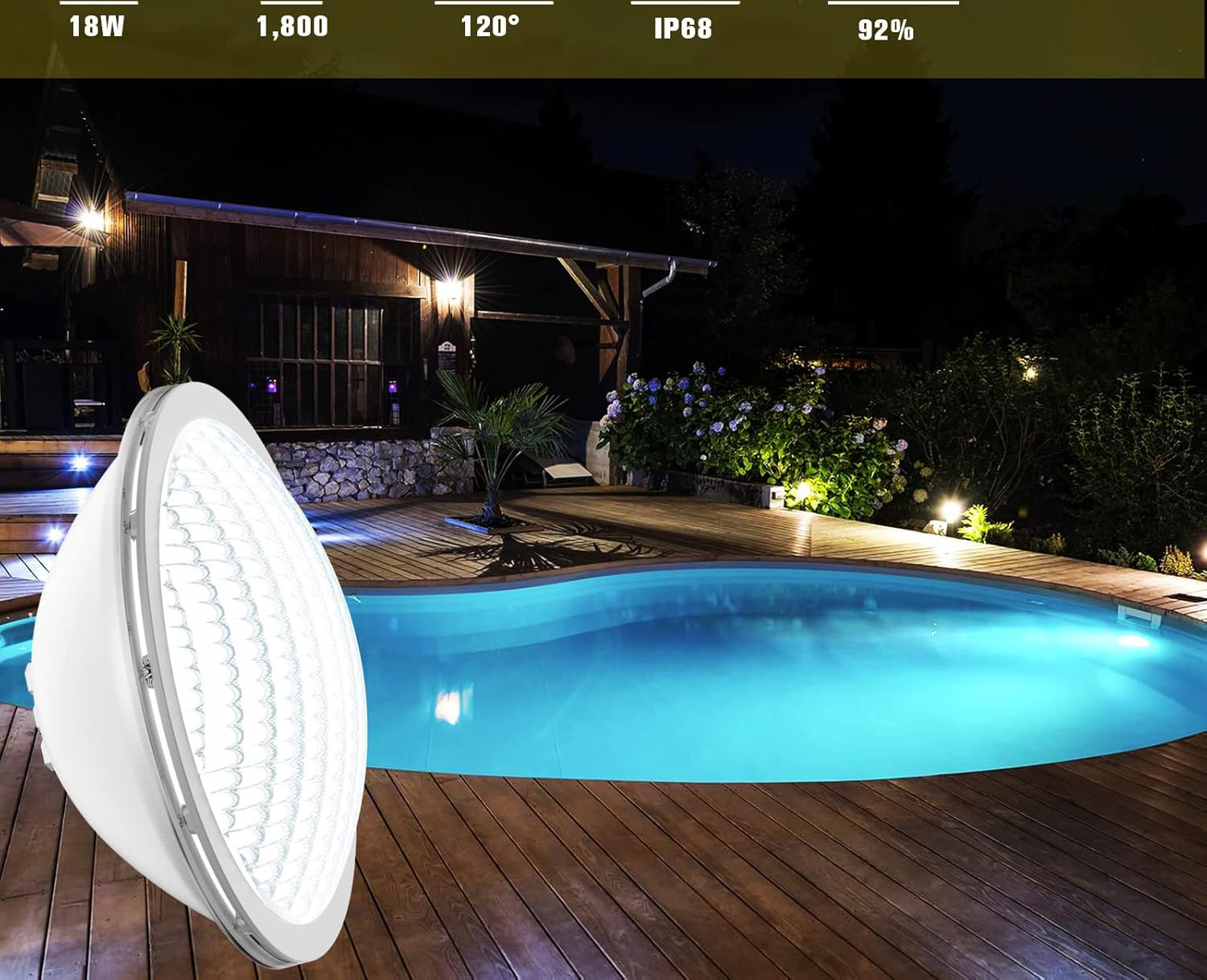 Lampa LED do basenu LyLmLe PAR56 18W IP68 12V DC/AC zimna biel POWYSTAWOWE