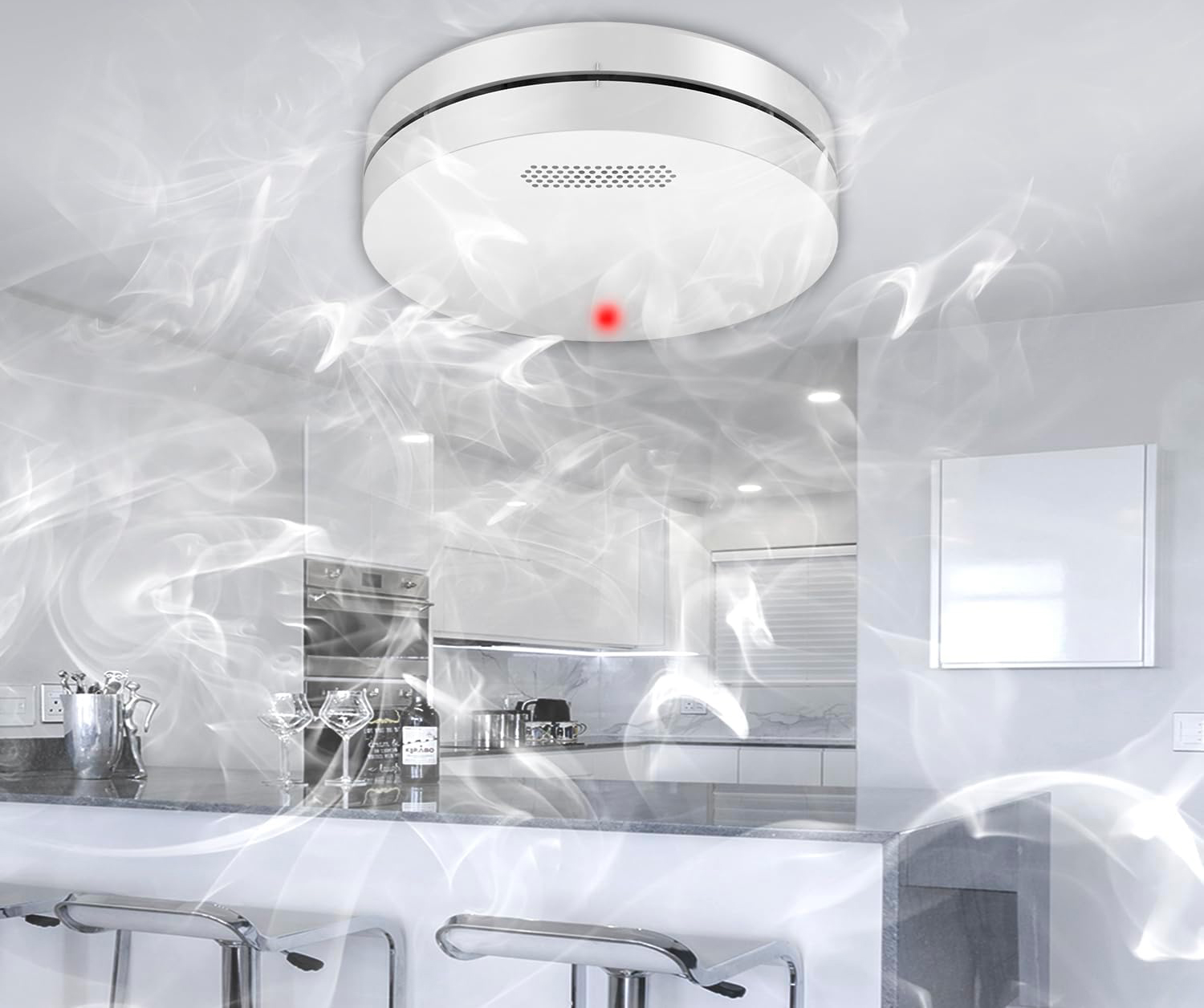 Zestaw 6 czujników dymu XINDUM alarm 85 dB funkcja wyciszenia