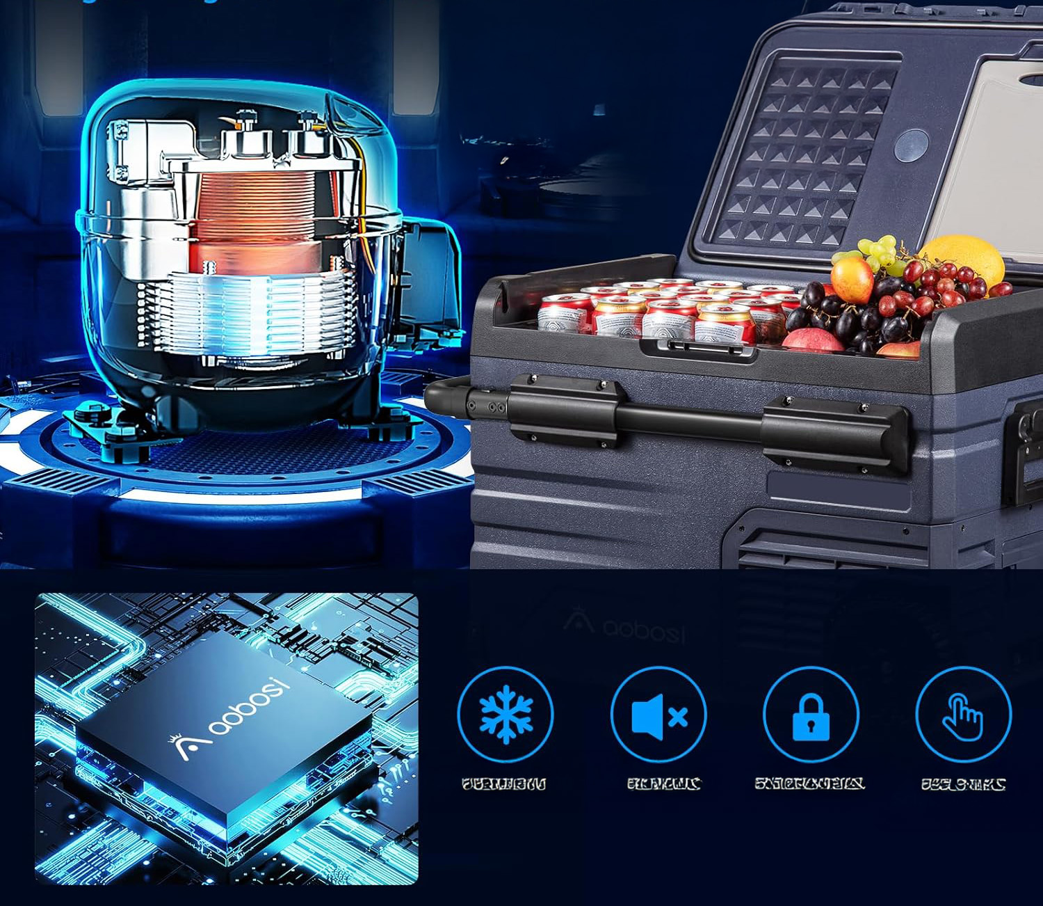 Lodówka kompresorowa AAOBOSI 45L Dual Zone z WiFi i sterowaniem POWYSTAWOWE