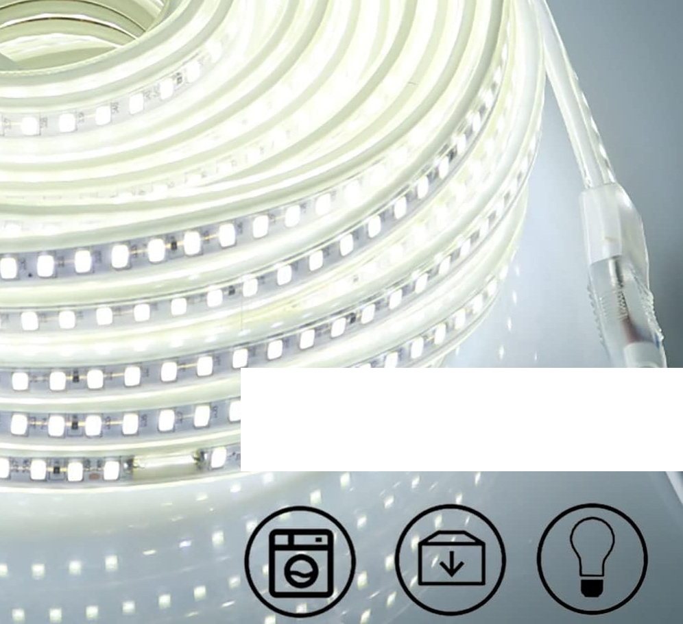 Taśma LED pcning 20 m 220V-230V zimna biel 6000K z zasilaczem i wtyczką EU