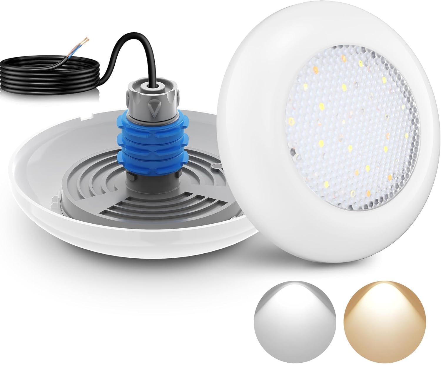 Reflektor LED basenowy LyLmLe 12W IP68 12V Ø190 mm 2 kolory (3000K/6000K)