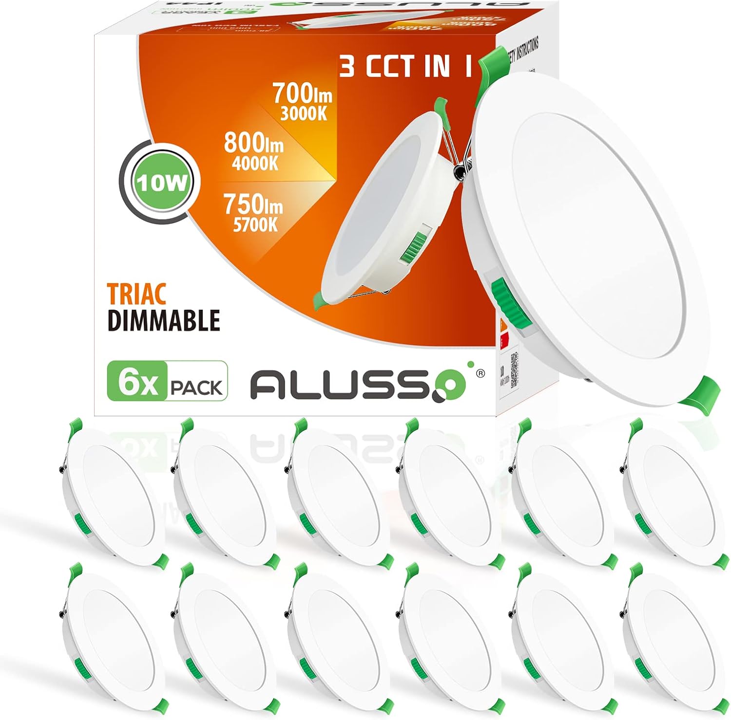 Lampy sufitowe LED wpuszczane 10W z regulacją barwy światła 12 sztuk