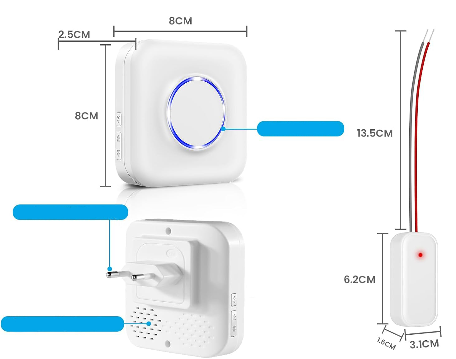 Zestaw przedłużacza bezprzewodowego do dzwonka BITIWEND 6 32V DC 3V WLAN