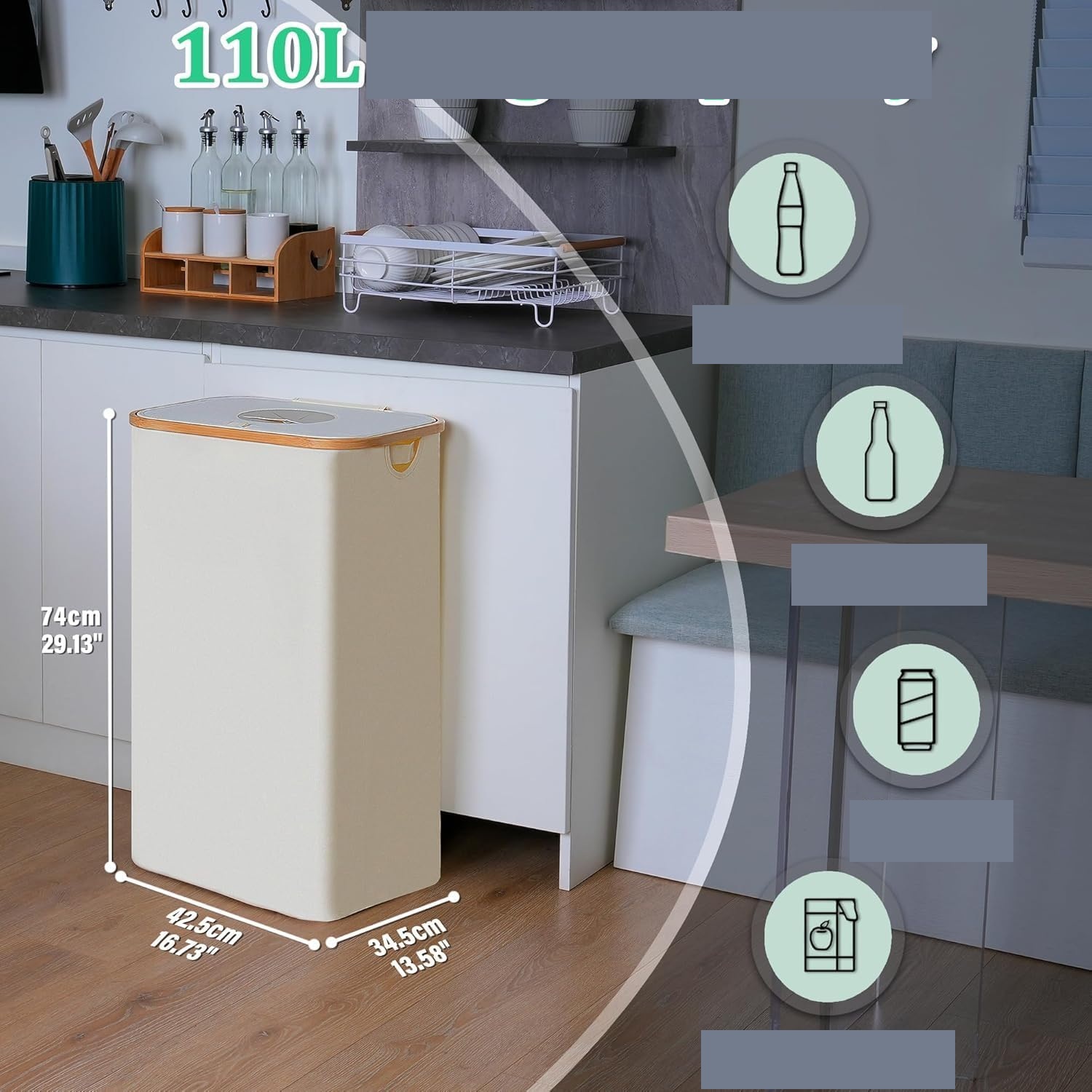 UŻYWANE  Pojemnik na butelki z kaucją iEGrow  z workiem beżowy