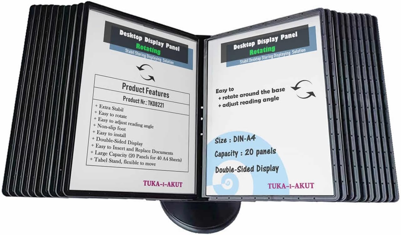 Tabliczki stołowe czarne regulowane obrotowe 360° TUKA-i-AKUT 20 szt.