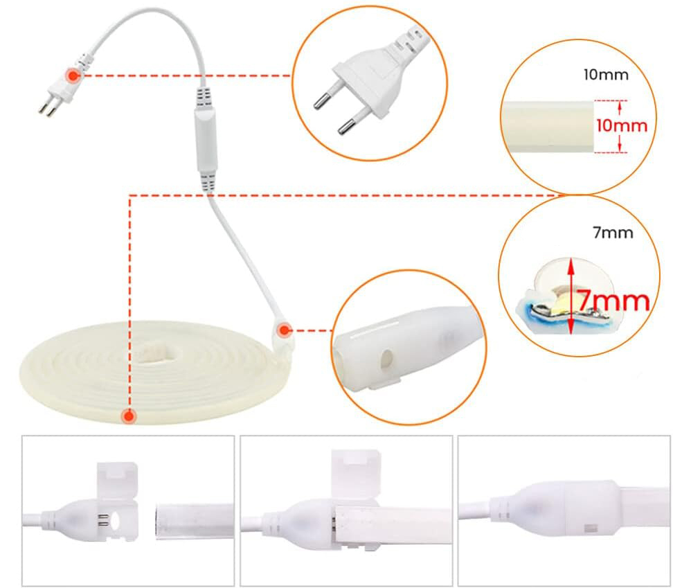 UŻYWANE Taśma LED XUNATA 20m 220V COB IP65 ciepła biała 288 LED/m