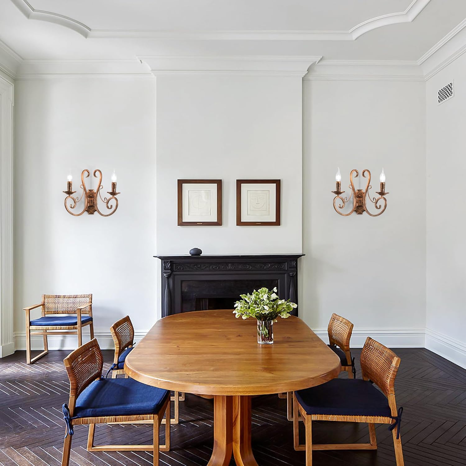 Kinkiety ścienne retro metalowe vintage Ganeed HD092-2 E14 brązowe