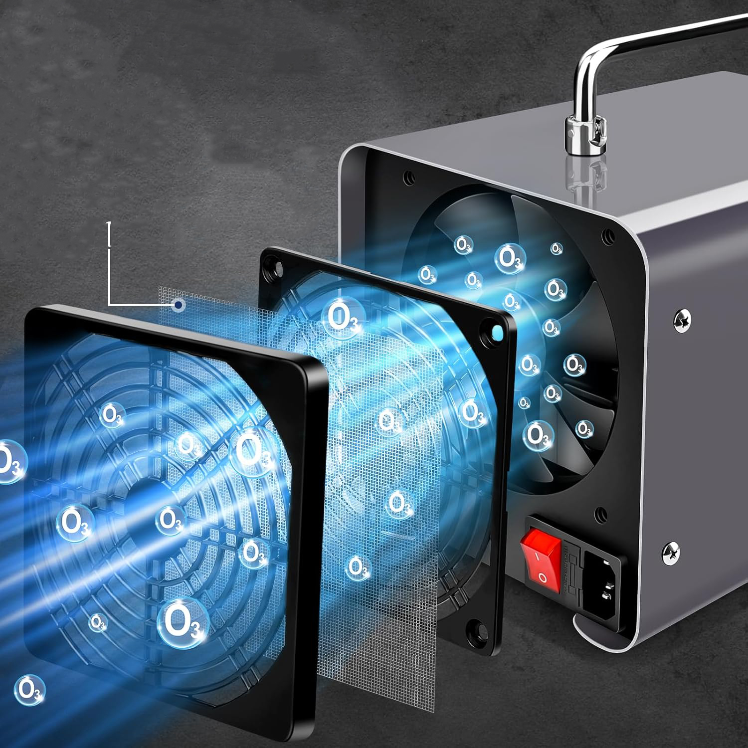 Generator ozonu ICARE 30000 Mg/h, ‎45W, 45 dB, 16,3 x 21,5 x 16 cm, szary