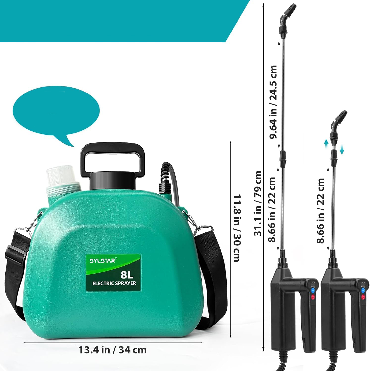 Opryskiwacz elektryczny do roślin SYLSTAR  8L z 4 dyszami USB regulowany