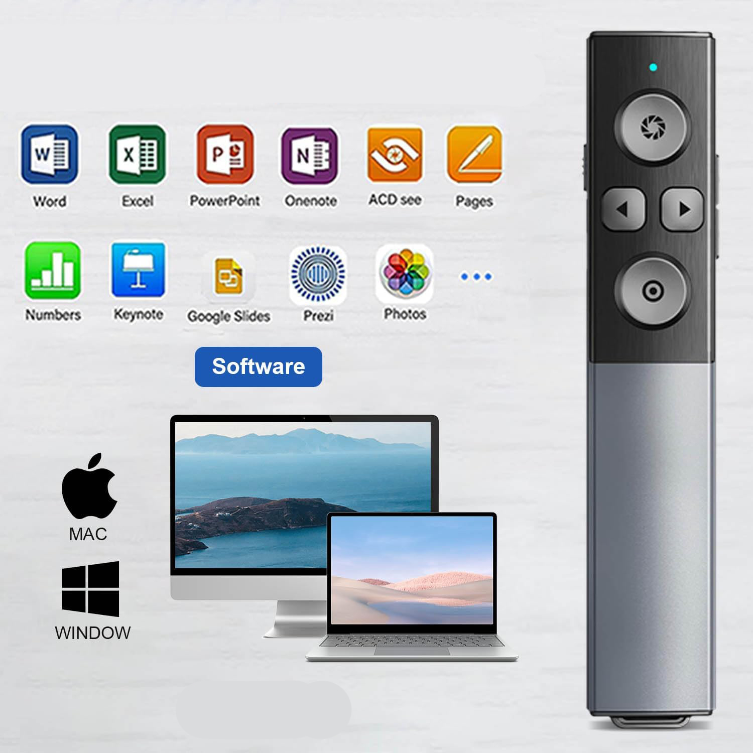 NIEKOMPLETNY Pilot do prezentacji 2w1 USB/Typ C bezprzewodowy prezenter