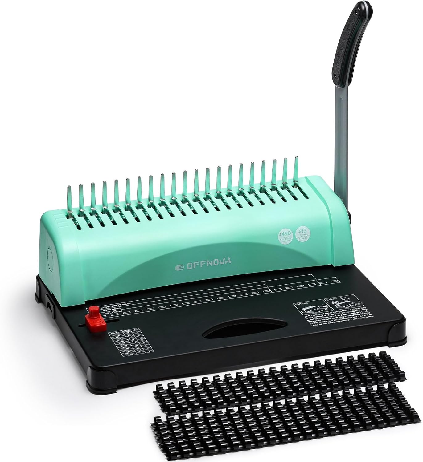 Bindownica do papieru OFFNOVA CS12 21 dziur 450 kartek A4 A5 regulacja