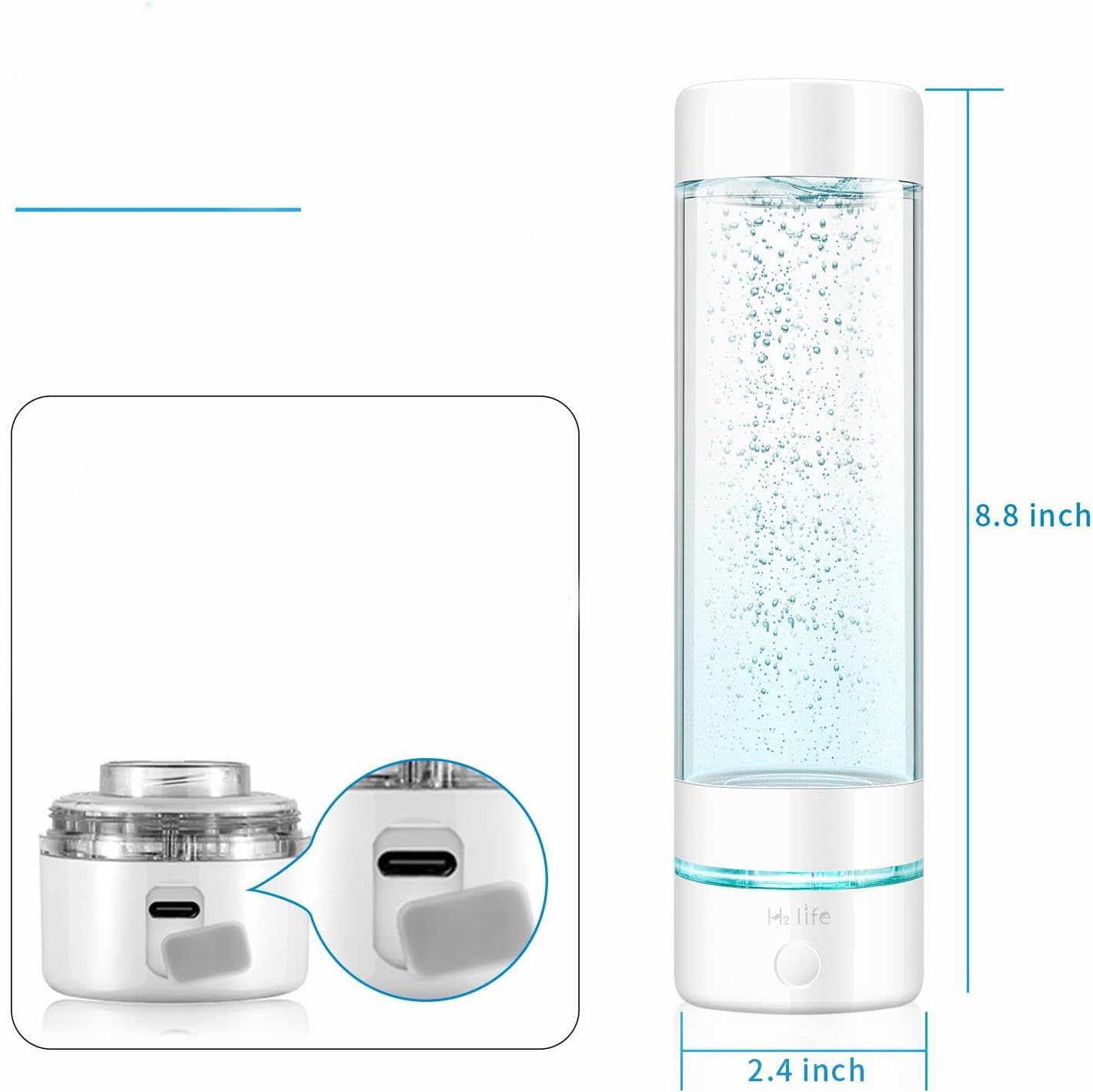 Generator wody wodorowej H2 Life, butelka BPA Free, jonizator SPE PEM