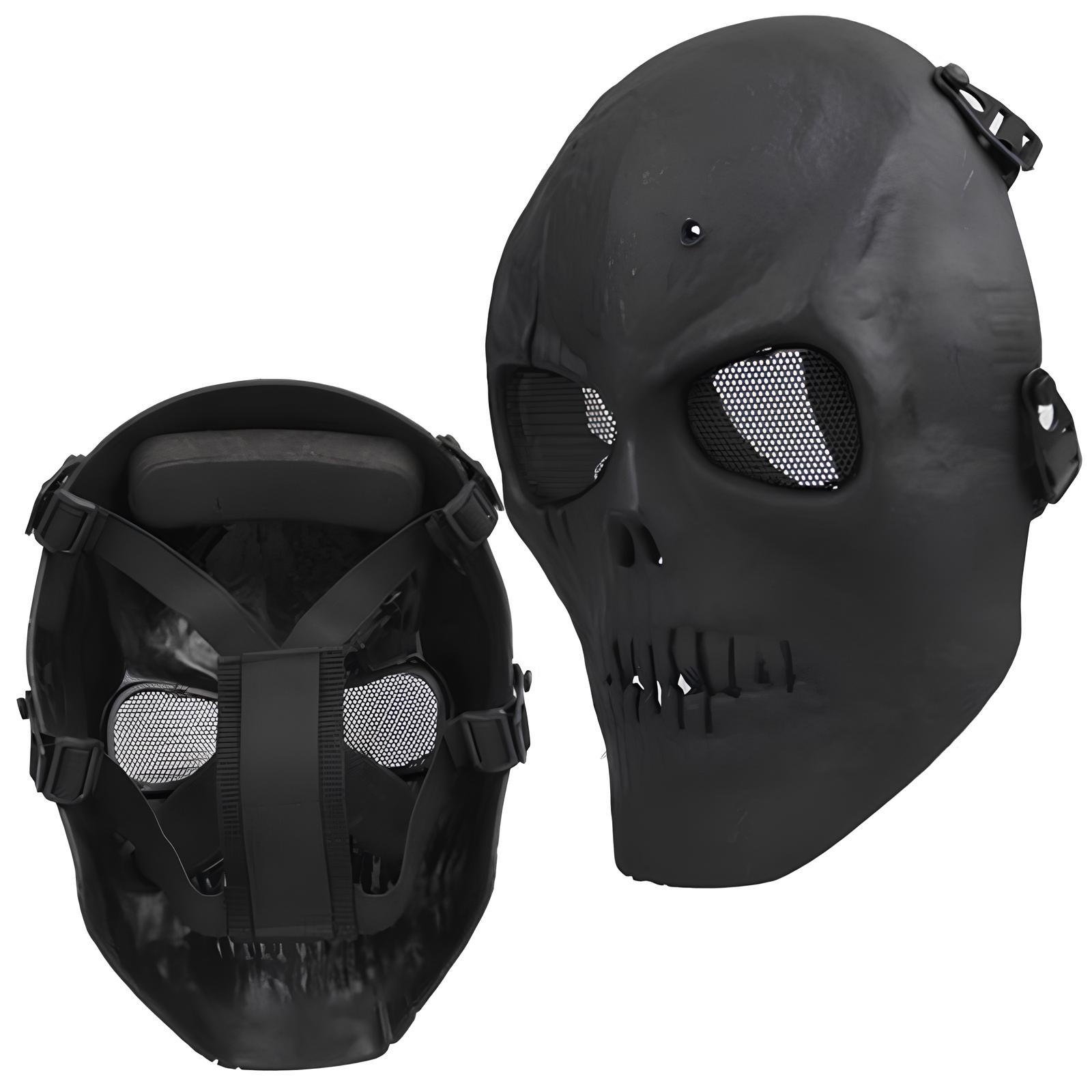 Czarna maska-sh helmet RESTEQ do airsoftu i motocykli na Halloween